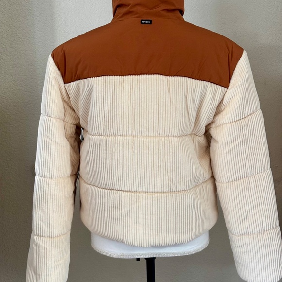 NWT RVCA Eezeh Peaasy Puffer Jacket, Brown and Cream, XS - Picture 6 of 11